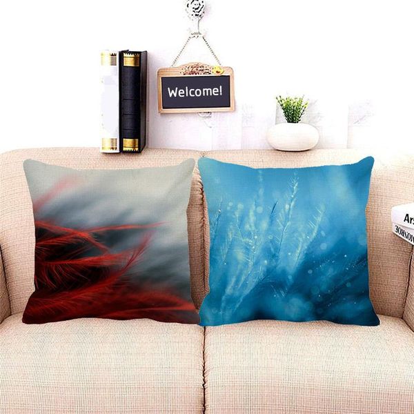 

feather cushion cover pillowcase linen printing home sofa decoration throw 45x45 cm d0081 cushion/decorative pillow