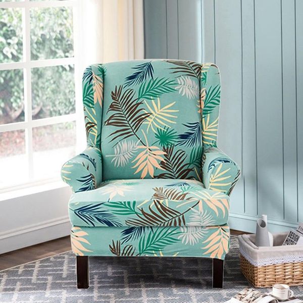 

chair covers stretch wing cover sloping armchair tropical leaves printed slipcover removable seat case washable sofa protector