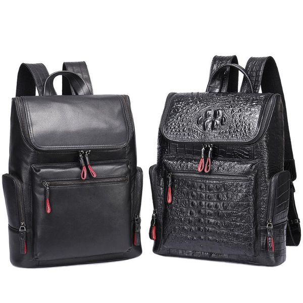 

backpack men's fashion wear-resistant crocodile pattern business travel trend student school bag male of jt550056