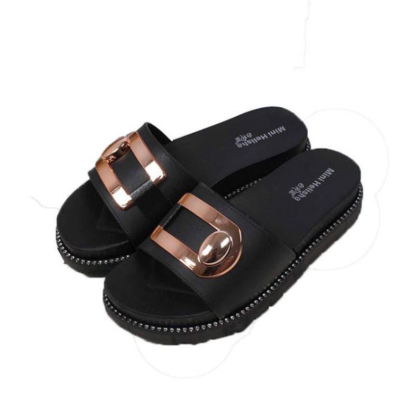 

slippers 2021 women's summer fashion wild roman square buckle platform shoes non-slip waterproof sandals women, Black