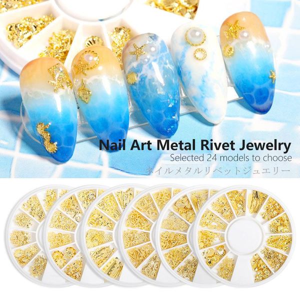 

nail art decorations 12 grid metal willow nails illusion color pearl decoration stud mixed star moon gold silver jewelry diy 3d charm access, Silver;gold