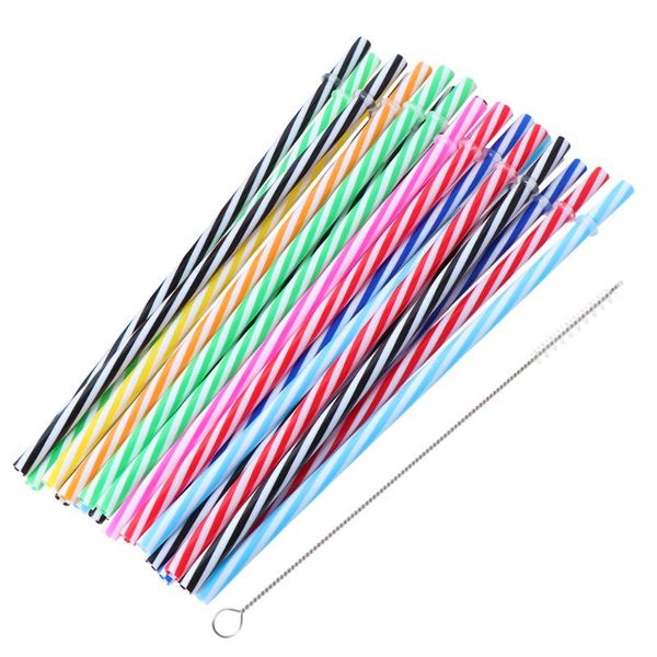 

drinking straws 25pcs two colors threaded non-transparent reusable plastic thick mason jar for party or home use with bru