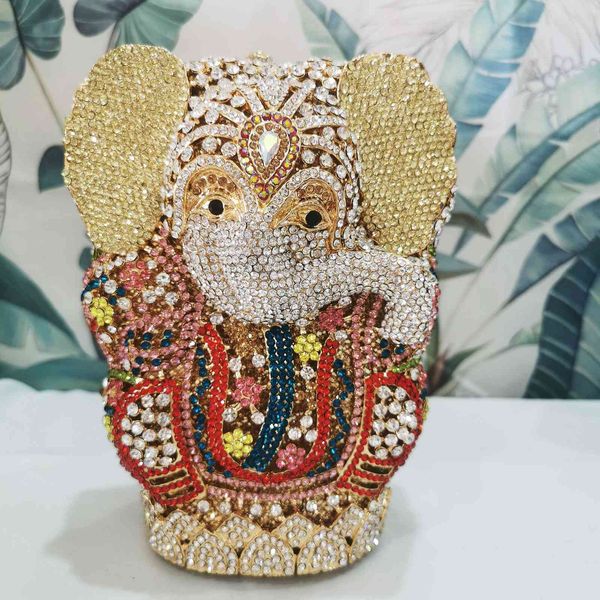 

jiaxili ~ 2021 style hollow diamond inlaid dinner bag elephant shaped rhinestone