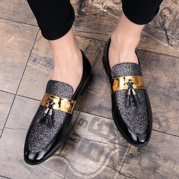 

dress shoes nbd flats leather casual men for man 2021 oxford wedding party male glitter formal footwear wholesale, Black