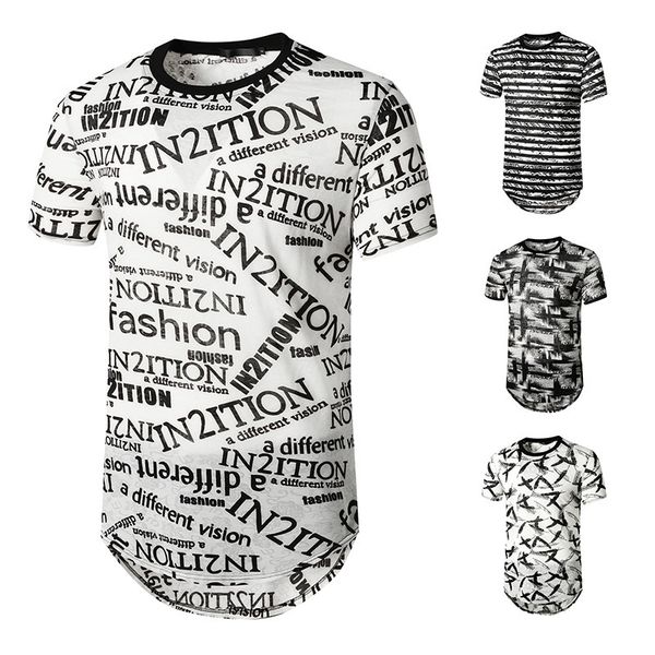 

men's t-shirts round neck casual european and american alphabet print hip hop short sleeve t-shirt h42-45 e1mf, White;black