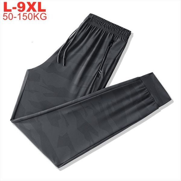 

extra large size 9xl women pant 8xl 7xl 6xl 150kg sports trousers men thin cool running summer sweatpants camouflage ice, Black