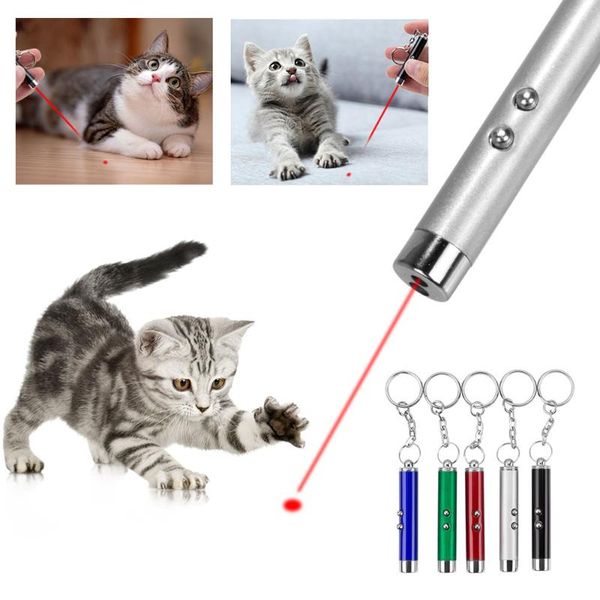 

cat toys 1pc mini keychain portable led torch beam light ir pen dog interactive toy for camping pet