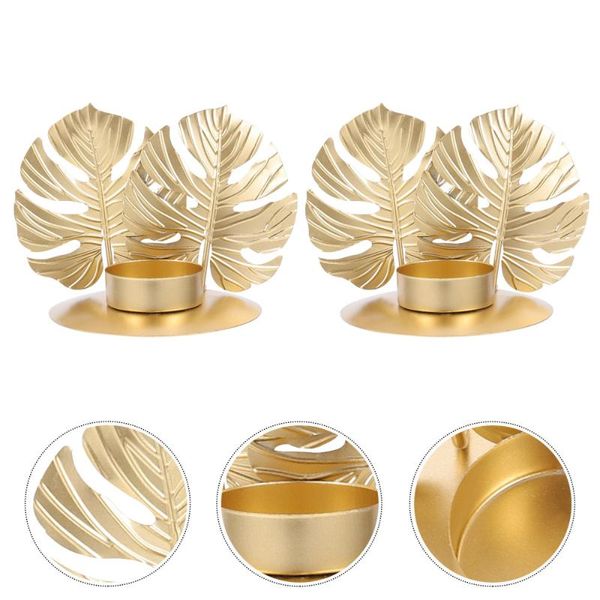 

candle holders 2pcs elegant iron candlestick delicate candleholder table decoration (golden)
