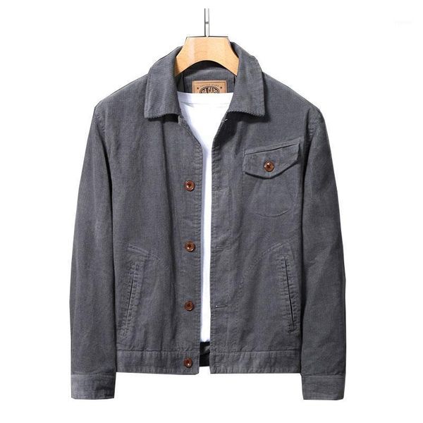 

mcikkny men spring autumn corduroy jackets solid color outwear coats for male clothing size m-4xl men's, Black;brown