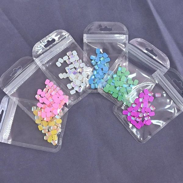 

nail art decorations 50pcs/bag nails aurora symphony rhinestone flat bottom rectangle octagonal 6 colors manicure jewelry diy decoration 6x8, Silver;gold