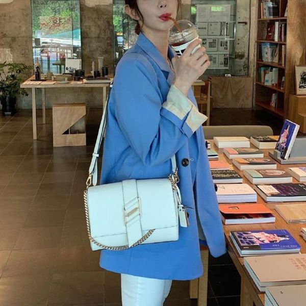 

women's suits & blazers [ewq] korea chic casual fashion trend women lapel double-breasted solid color loose long-sleeved blazer autumn, White;black