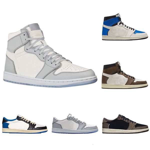 

basketball shoes 1 1s men women trainers sneakers high dark mocha military blue low cut mid white smoke grey shattered backboard with boxhh9