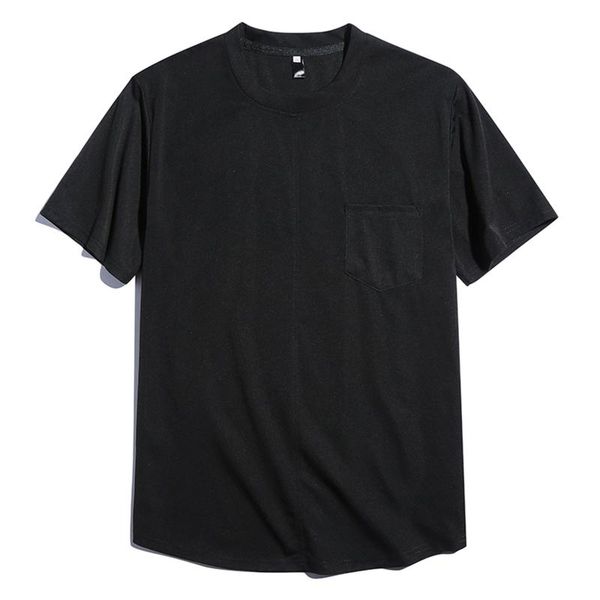 

men's t-shirts solid color summer t-shirt, round neck short sleeve casual patchwork pocket tees, White;black