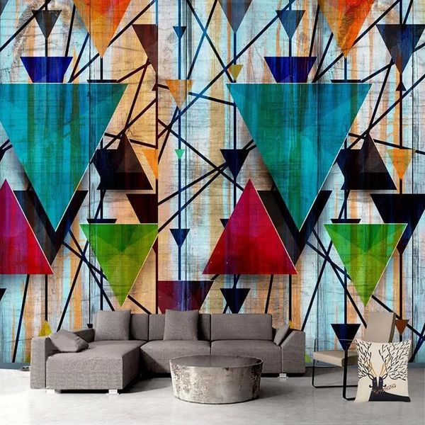 

wallpapers po wallpaper modern 3d personality color geometry murals living room tv sofa study background wall painting papel de parede