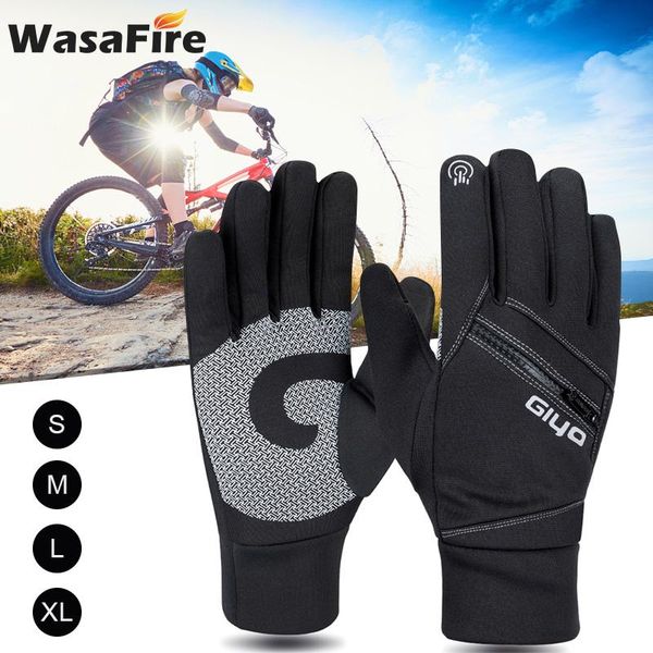 

cycling gloves winter women men long finger bicycle torch screen thermal fleece mtb bike for sport fishing running, Black