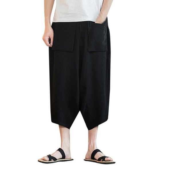 

casual harem pants men jogger fashion loose trousers male chinese traditional harajuku 2021 summer clothe m-5xl 5.9a men's, Black