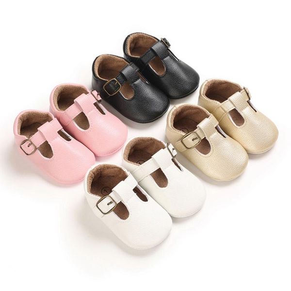 

first walkers baby boy girl solid soft shoes pu leather non-slip infant 0-18m