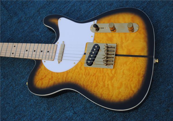 

electric guitar,gold hardware,maple fingerboard,burst color quilte maple