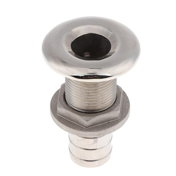 

rafts/inflatable boats boat thru hull fitting / drain 1-1/4 inch hose barb marine 316 stainless steel