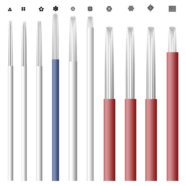 

tattoo needles 50pcs round microblading eyebrow circular needle for tatoo pen permanent makeup fog shading blades