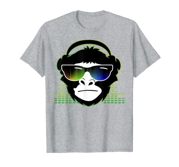

funky monkey rocking out headphones music lover design t-shirt, White;black