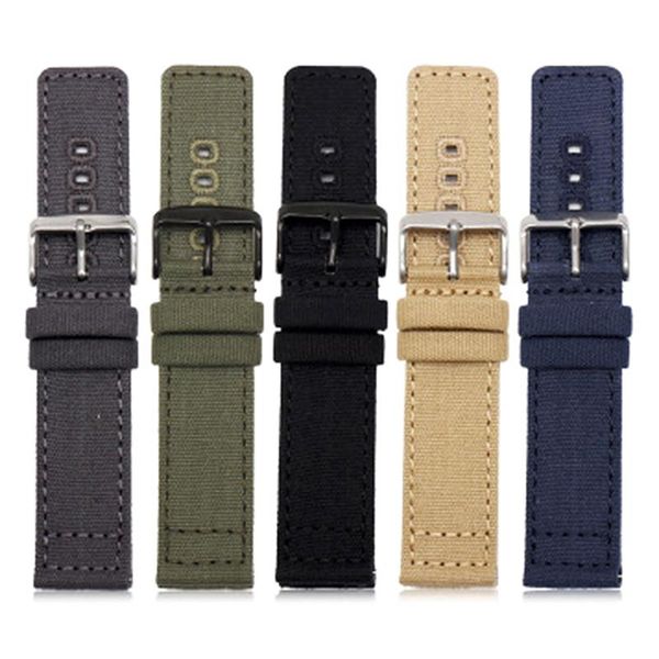 Assista Bandas Beafiry Canvas Band 18mm 20mm 22mm Quick Release Nylon Straps Watchbands Sports para Huawei Preto Azul Green312Y