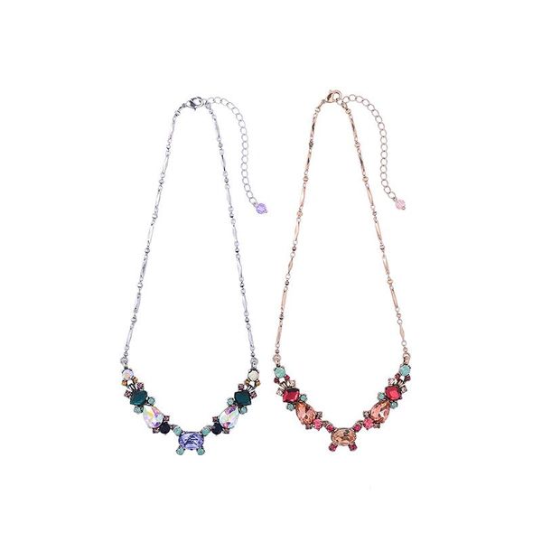 

xl02007c 2021 classic crystal water drop short pendant necklace for girls holiday jewelry wholesale necklaces, Silver