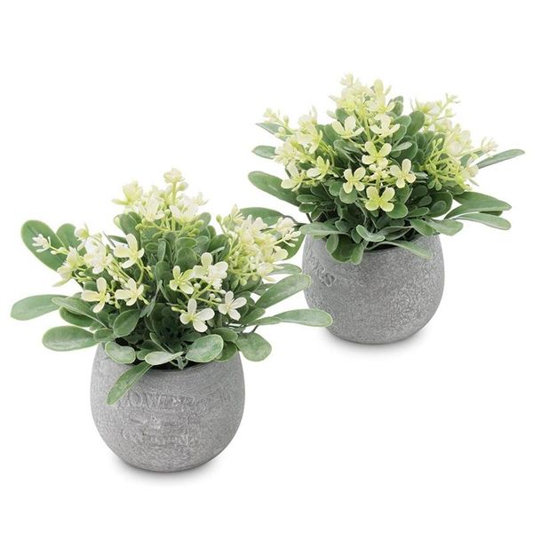 

decorative flowers & wreaths fake plants eucalyptus faux in pots, 2 pack mini potted artificial plants, and greenery leaves