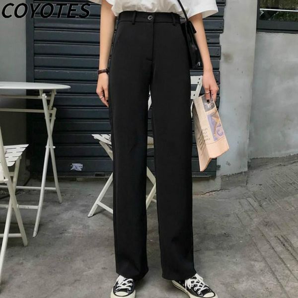 

womens pants solid black straight pant women loose leisure daily trousers pocket harajuku korean style all-match fashion women's & capr, Black;white