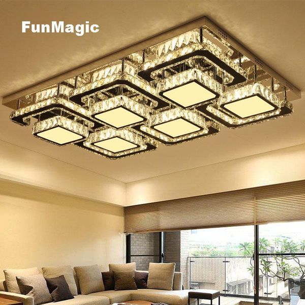 

ceiling lights modern rectangle diamond crystal lighting dimming surface mount bedroom fixture lamp bright living room led light