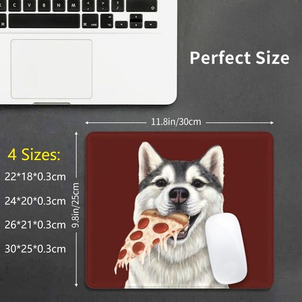 

mouse pads & wrist rests husky eating pizza-dog with a slice of pizza pad diy print siberian sled dog