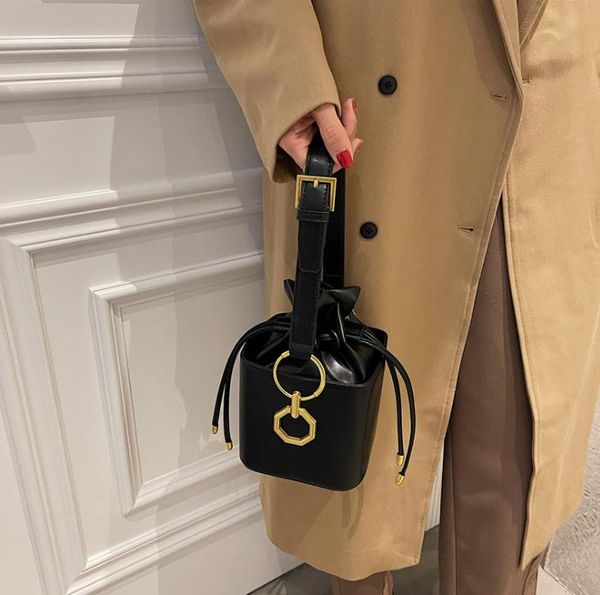 

drawstring fashion shoulder bags autumn bucket bag messenger female handbag