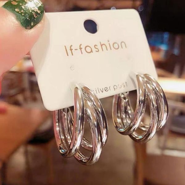 

hoop & huggie 2021 jewelry gifts women semicircle multilayer earrings, Golden;silver