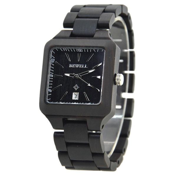 

wristwatches 2021 time-limited special offer jewell brand wooden watch amazon men's square fashion calendar quartz, Slivery;brown