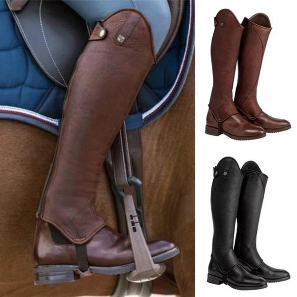 

boots women knee high ladies flats round toe walking shoes outdoor riding chaussure zapatos mujer pu leather female, Black