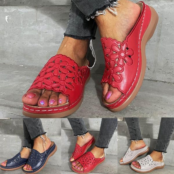 

slippers women summer fashion carved fish mouth thick bottom wedge ladies trendy casual personality, Black
