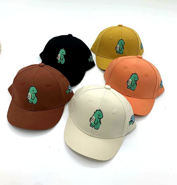 

korean embroidery cute dinosaur children's short duck tongue hat fashion boys and girls hip hop baseball cap, Blue;gray