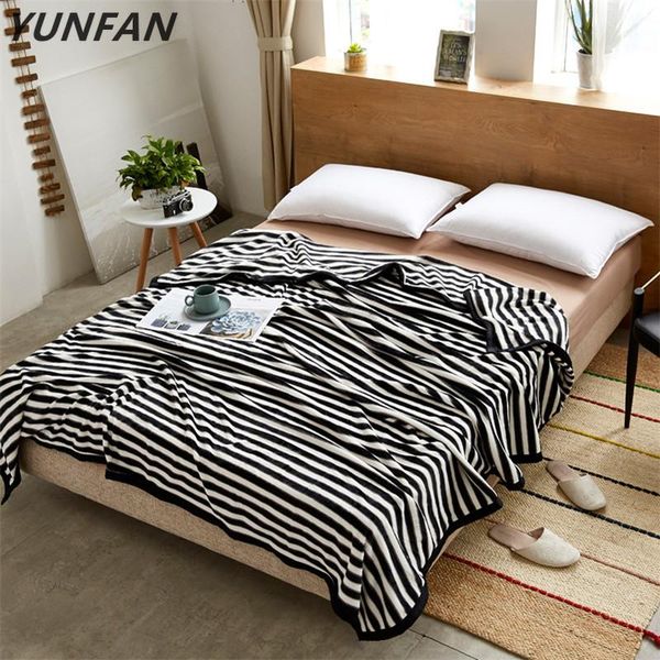 

blankets stripe simple quilts twin full queen king girls throw flannel blanket on bed/car/sofa luxury black white rugs