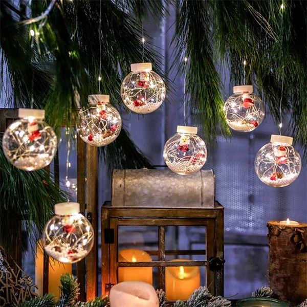 LED Tenda String Light Ball Babbo Natale Natale Anno 2022 Decorazioni per la casa Natale Navidad Decorazione dell'albero 211018
