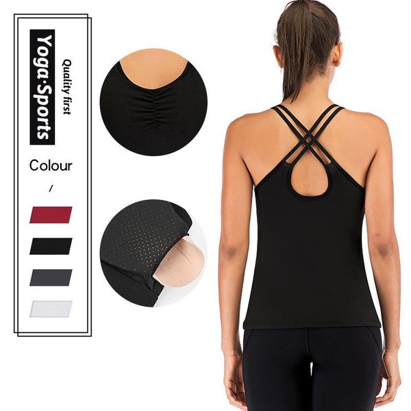 

yoga outfit seamless shirts both wear sports crop workout women sleeveless backless gym athletic fitness vest active