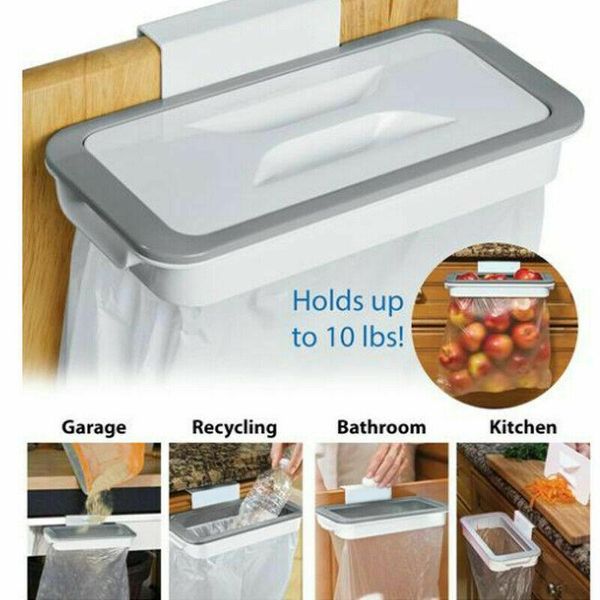 

waste bins 1 pc kitchen trash bag rack plastic cupboard door back garbage hanging rubbish storage