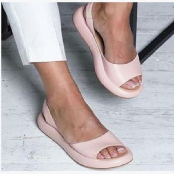 

women fish mouth daily flat heel sandals europe america women's elastic band platform wedges shoes for, Black