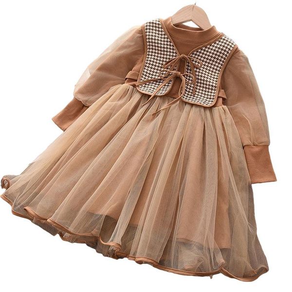 

girl's dresses baby girls party fancy costumes fashion princess prom dress kids cute bowtie casual outfit children plaid clothes 3-7 ye, Red;yellow
