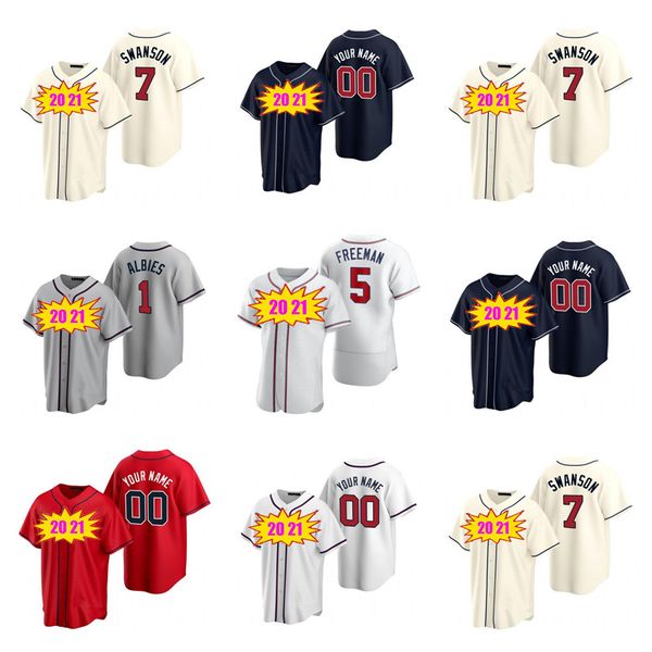 

2021 jersey men women kids youth ronald acuna jr. freddie an dansby swanson cole hamels ozzie albies chipper jones baseball jerseys, Blue;black