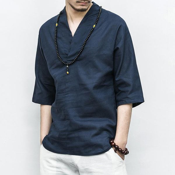 

ethnic clothing -5xl plus size men chinese shirt half sleeve summer streetwear plain color traditional for, Red