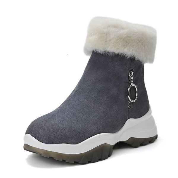 

asumer snow come from wool leather with warm winter shoes boots, Black