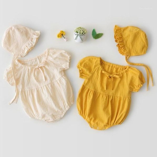 

jumpsuits 0-2 years cotton born baby clothes girl bodysuit toddler hat romper 2pcs set kf6961, Blue