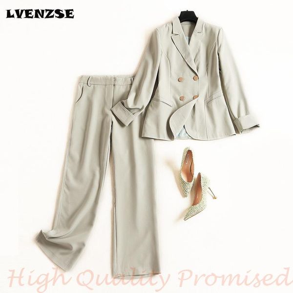 

women's suits & blazers lvenzse women pant formal fashion two-piece 2021 shea butter green long sleeve suit woman pants, White;black