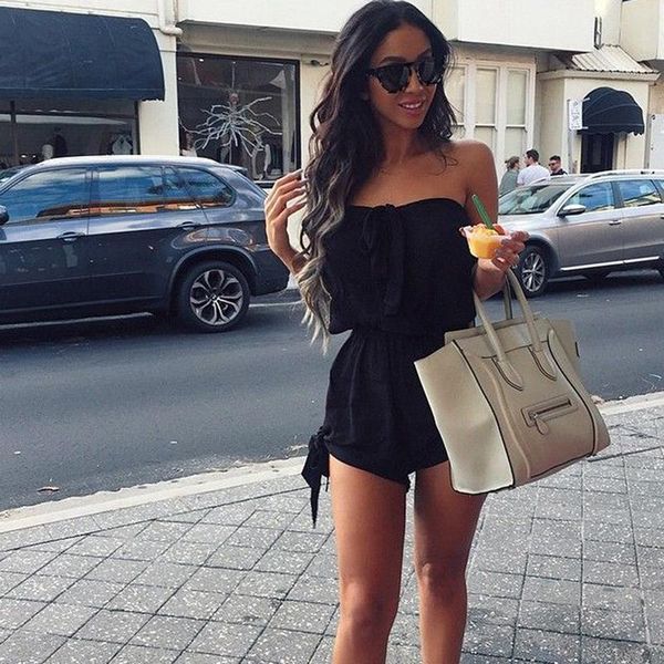 

women's jumpsuits & rompers summer women playsuit off shoulder strapless sleeveless backless lace-up beachwear ladies playsuits with sa, Black;white