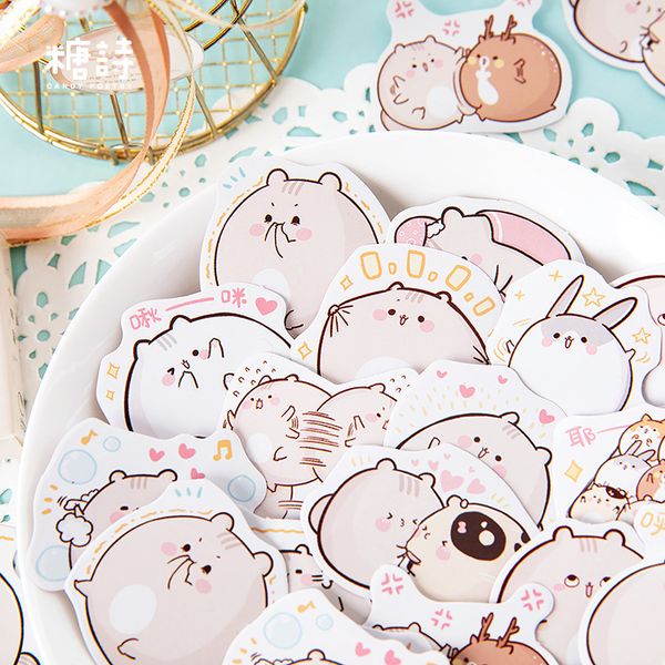 

45pcs/pack Cute Forest Animals Decoration Adhesive Stickers Diy Cartoon Stickers Diary Sticker Scrapbook Stationery Stickers, As photo
